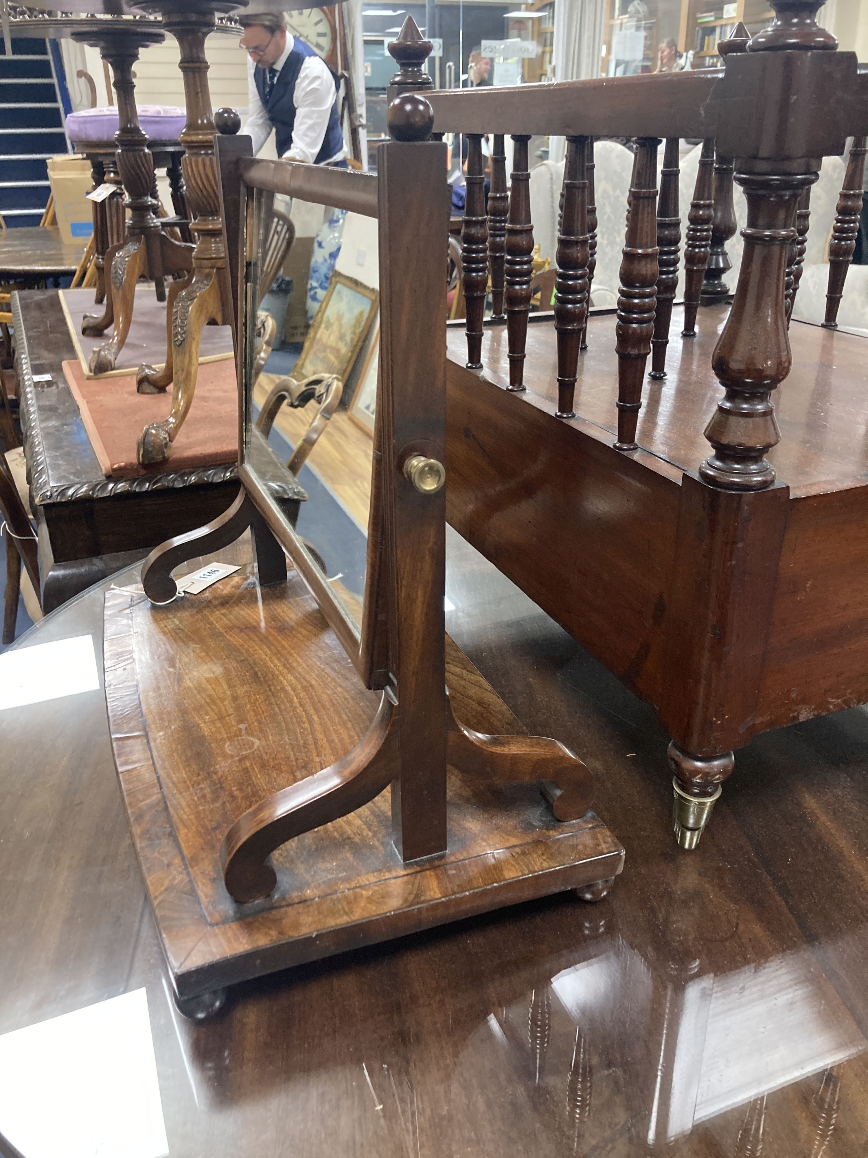 A 19th century mahogany dressing table mirror, width 52cm, depth 29cm, height 46cm